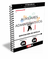 thumbnail_PORTADA TEMARIO ENCUADERNADO LIBRO TEMARIO, sobre los 20 temas (8+12) solicitados para el estudio de la fase de oposición de las 24 plazas de auxiliar administrativo/administrativa vacantes en la plantilla de personal funcionario, correspondientes a las O.E.P. de 2023 y 2024 de la Diputación de Sevilla, publicada en el B.O.P. n.º 155, de 13 de agosto.