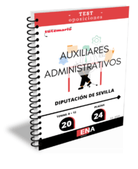 thumbnail_TEST ENCUADERNADO LIBRO DE TEST, con preguntas (DE CUATRO OPCIONES DE RESPUESTA), sobre los 20 temas (8+12) solicitados para el estudio de la fase de oposición de las 24 plazas de auxiliar administrativo/administrativa vacantes en la plantilla de personal funcionario, correspondientes a las O.E.P. de 2023 y 2024 de la Diputación de Sevilla, publicada en el B.O.P. n.º 155, de 13 de agosto.