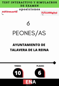 TEST interactivo, con preguntas (DE CUATRO OPCIONES DE RESPUESTA), sobre 10 temas (2 + 8) solicitados para el estudio de la fase de oposición, de las 25 plazas de Operarios Convocadas por el Ayuntamiento de Talavera de la Reina, publicado el 03/10/2025 en el Boletín Oficial de Toledo, BASES POR LAS QUE SE REGIRÁ EL PROCESO SELECTIVO PARA LA PROVISIÓN, EN RÉGIMEN DE FUNCIONARIO DE CARRERA DEL AYUNTAMIENTO DE TALAVERA DE LA REINA, DE VEINTICINCO PLAZAS DE OPERARIO, VEINTITRÉS POR TURNO LIBRE Y DOS POR TURNO LIBRE DE RESERVA PARA PERSONAS CON DISCAPACIDAD, MEDIANTE OPOSICIÓN, DE LAS OFERTAS DE EMPLEO PÚBLICO DE 2023, 2024 Y 2025.