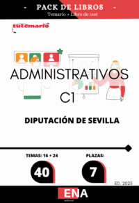 Pack de LIBRO TEMARIO y LIBRO DE TEST, con preguntas (DE CUATRO OPCIONES DE RESPUESTA), sobre los 40 temas (16+24) solicitados para el estudio de la fase de oposición de las 7 plazas de administrativo/administrativa vacantes en la plantilla de personal funcionario, correspondientes a las O.E.P. de 2023 y 2024 de la Diputación de Sevilla, publicada en el B.O.P. n.º 147, de 1 de agosto.