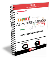LIBRO DE TEST, con preguntas (DE CUATRO OPCIONES DE RESPUESTA), sobre los 40 temas (16+24) solicitados para el estudio de la fase de oposición de las 7 plazas de administrativo/administrativa vacantes en la plantilla de personal funcionario, correspondientes a las O.E.P. de 2023 y 2024 de la Diputación de Sevilla, publicada en el B.O.P. n.º 147, de 1 de agosto.