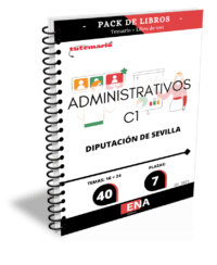 Pack de LIBRO TEMARIO y LIBRO DE TEST, con preguntas (DE CUATRO OPCIONES DE RESPUESTA), sobre los 40 temas (16+24) solicitados para el estudio de la fase de oposición de las 7 plazas de administrativo/administrativa vacantes en la plantilla de personal funcionario, correspondientes a las O.E.P. de 2023 y 2024 de la Diputación de Sevilla, publicada en el B.O.P. n.º 147, de 1 de agosto.