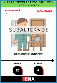 TEST INTERACTIVO, con preguntas (DE CUATRO OPCIONES DE RESPUESTA), sobre los 12 temas solicitados para el estudio de las oposiciones de 6 plazas de Subalternos convocadas por el Ayuntamiento de Ontinyent, y publicadas en el Boletín Oficial de la Provincia de Valencia el 03-11-25.