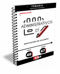 LIBRO TEMARIO, sobre los 40 temas solicitados para la cobertura de personal funcionario de carrera, mediante el sistema de turno libre y por el procedimiento de oposición libre de cuarenta y siete plazas de Administrativo/va, vacantes en la plantilla de esta Diputación, (sector no sanitario), 25 plazas correspondiente a la Oferta de Empleo Público 2023 (BOP núm. 247 del 27 de diciembre de 2023), 12 a la del 2024 (BOP núm. 183 del 20 de septiembre de 2024) y 10 correspondiente a la Oferta de Empleo Público 2025 (BOP núm. 211 del 04 de noviembre 2025), de las cuales 4 de la OPE de 2023 y 4 de la OPE de 2024, están reservadas a personal con discapacidad funcional, todas ellas encuadradas en la escala de Administración General, subescala Administrativa, subgrupo C1, dotadas con las retribuciones legalmente establecidas y correspondientes a su subgrupo de clasificación según lo establecido en el artículo 76 del Real Decreto Legislativo 5/2015, de 30 de octubre, por el que se aprueba el texto refundido de la Ley del Estatuto Básico del Empleado Público (TREBEP).
