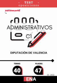 LIBRO DE TEST, con preguntas (DE TRES OPCIONES DE RESPUESTA), sobre los 40 temas solicitados para la cobertura de personal funcionario de carrera, mediante el sistema de turno libre y por el procedimiento de oposición libre de cuarenta y siete plazas de Administrativo/va, vacantes en la plantilla de esta Diputación, (sector no sanitario), 25 plazas correspondiente a la Oferta de Empleo Público 2023 (BOP núm. 247 del 27 de diciembre de 2023), 12 a la del 2024 (BOP núm. 183 del 20 de septiembre de 2024) y 10 correspondiente a la Oferta de Empleo Público 2025 (BOP núm. 211 del 04 de noviembre 2025), de las cuales 4 de la OPE de 2023 y 4 de la OPE de 2024, están reservadas a personal con discapacidad funcional, todas ellas encuadradas en la escala de Administración General, subescala Administrativa, subgrupo C1, dotadas con las retribuciones legalmente establecidas y correspondientes a su subgrupo de clasificación según lo establecido en el artículo 76 del Real Decreto Legislativo 5/2015, de 30 de octubre, por el que se aprueba el texto refundido de la Ley del Estatuto Básico del Empleado Público (TREBEP).