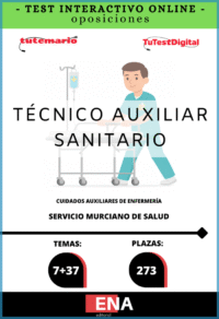 TEST INTERACTIVO, con preguntas (DE CUATRO OPCIONES DE RESPUESTA), sobre los 44 temas solicitados para el estudio de las pruebas selectiva, por el sistema de concurso oposición de las 273 plazas de Técnico sanitario cuidados auxiliares enfermería, por resolución del Director Gerente del Servicio Murciano de Salud por la que se aprueba la parte general y específica del temario correspondiente a las pruebas selectivas para el acceso a la categoría estatutaria de Técnico Auxiliar no Sanitario, por los turnos de acceso libre.