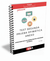 LIBRO DE TEST, con preguntas (DE CUATRO OPCIONES DE RESPUESTA), sobre los temas solicitados para el estudio de la SEGUNDA fase de oposición, de la convocatoria publicada con Orden de 4 de noviembre de 2025 de la Consejería de Economía, Hacienda, Fondos Europeos y Transformación Digital, por la que se convocan pruebas selectivas de acceso libre para cubrir 58 plazas del Cuerpo de Auxiliares Administrativos de la Administración Pública Regional. (Código DGX00L24-9), PERTENECIENTES A LA PARTE DE OFIMÁTICA.