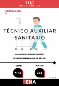 LIBRO DE TEST, con preguntas (DE CUATRO OPCIONES DE RESPUESTA), sobre los 44 temas solicitados para el estudio de las pruebas selectiva, por el sistema de concurso oposición de las 273 plazas de Técnico sanitario cuidados auxiliares enfermería, por resolución del Director Gerente del Servicio Murciano de Salud por la que se aprueba la parte general y específica del temario correspondiente a las pruebas selectivas para el acceso a la categoría estatutaria de Técnico Auxiliar no Sanitario, por los turnos de acceso libre.