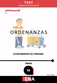 LIBRO DE TEST, con preguntas (DE CUATRO OPCIONES DE RESPUESTA), sobre los temas solicitados para el estudio de la fase de oposición de: Convocatoria para la provisión en propiedad de 23 plazas de ordenanzas, funcionarios/as de carrera, en turno libre, mediante sistema de oposición en la oferta de empleo público de 2020, 2023 y 2024 del Excmo. Ayuntamiento de Córdoba: Publicadas 2 plazas de ordenanzas en el BOP nº 110 de 10 de junio de 2024 mediante Decreto nº 2024/10266 de 23 de mayo de 2024 y rectificadas mediante Decreto nº 2024/10226 de 11 de julio de 2024 publicadas en POB nº 150 de 5 de agosto de 2024. Publicadas 21 plazas de ordenanzas en el BOP 99 de 23 de mayo de 2025 mediante Decreto nº 2025/6534 de 08 de mayo de 2025. Convocatoria para la provisión en propiedad de 21 plazas de ordenanzas, en régimen de Funcionario de Carrera, mediante sistema de oposición, en turno libre, pertenecientes a la Oferta de Empleo Público de 2023-2024 del Excmo. Ayuntamiento de Córdoba. Aprobado mediante Decreto nº 2025/6534, de 8 de mayo de 2025.