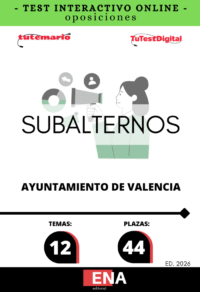 Test INTERACTIVO sobre los 12 temas solicitados para la fase de oposición, de las 44 plazas de SUBALTERNOS convocadas por el Ayuntamiento de Valencia por publicación el 12 DE JULIO DE 2024,  en el Boletín Oficial de la Provincia de Valencia, POR TURNO LIBRE.