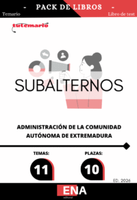 Pack de LIBRO TEMARIO y LIBRO DE TEST, con preguntas (DE CUATRO OPCIONES DE RESPUESTA), sobre los 10 temas solicitados para la convocatoria de las pruebas selectivas para el acceso a plazas vacantes de personal funcionario del Cuerpo Subalterno, Especialidad Subalterno, de la Administración de la Comunidad Autónoma de Extremadura, así como se procede a su acumulación a las convocadas mediante Orden de 23 de diciembre de 2024.