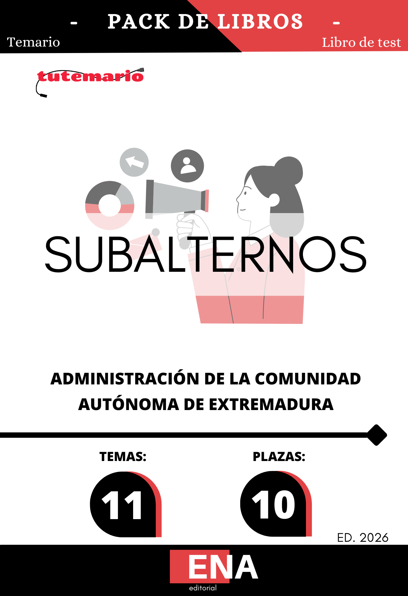 TEMARIO y TEST Oposición 10 Subalternos Junta de Extremadura. ED 2026 formato PDF