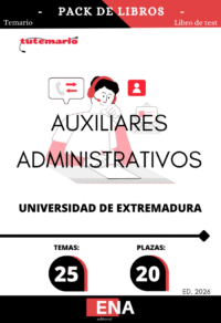 Pack de LIBRO TEMARIO y LIBRO DE TEST, con preguntas (DE CUATRO OPCIONES DE RESPUESTA). Sobre los 25 + 1 tema (OFFICE 365), solicitados para la fase de oposición de las 20 plazas convocadas por la Universidad de Extremadura, por RESOLUCIÓN de 5 de febrero de 2026, de la Gerencia, por la que se convocan pruebas selectivas para ingreso en la Escala Auxiliar Administrativa, mediante el sistema de acceso libre.los 25 + 1 tema (OFFICE 365), solicitados para la fase de oposición de las 20 plazas convocadas por la Universidad de Extremadura, por RESOLUCIÓN de 5 de febrero de 2026, de la Gerencia, por la que se convocan pruebas selectivas para ingreso en la Escala Auxiliar Administrativa, mediante el sistema de acceso libre.