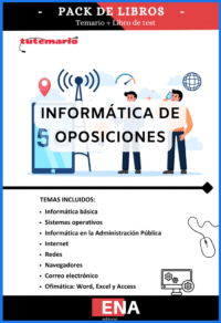 Pack de LIBRO TEMARIO y LIBRO DE TEST, con preguntas (DE CUATRO OPCIONES DE RESPUESTA), sobre los conocimientos basicos de informática y Misrosoft que se solicitan en la mayoria de oposiciones.