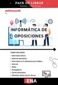 Pack de LIBRO TEMARIO y LIBRO DE TEST, con preguntas (DE CUATRO OPCIONES DE RESPUESTA), sobre los conocimientos basicos de informática y Misrosoft que se solicitan en la mayoria de oposiciones.