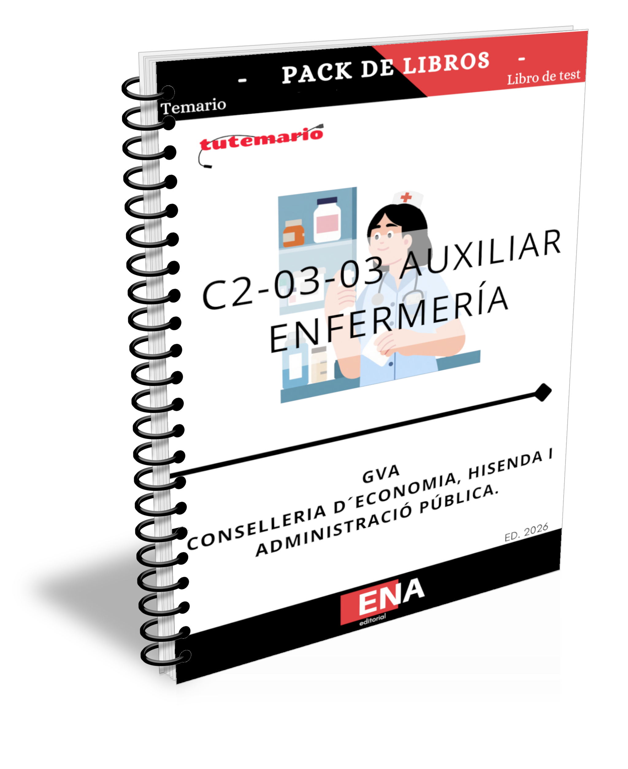 TEMARIO Y TEST. Oposición GVA 2026 Auxiliar Enfermería C2-03-03. Pack Formato ENCUADERNADO