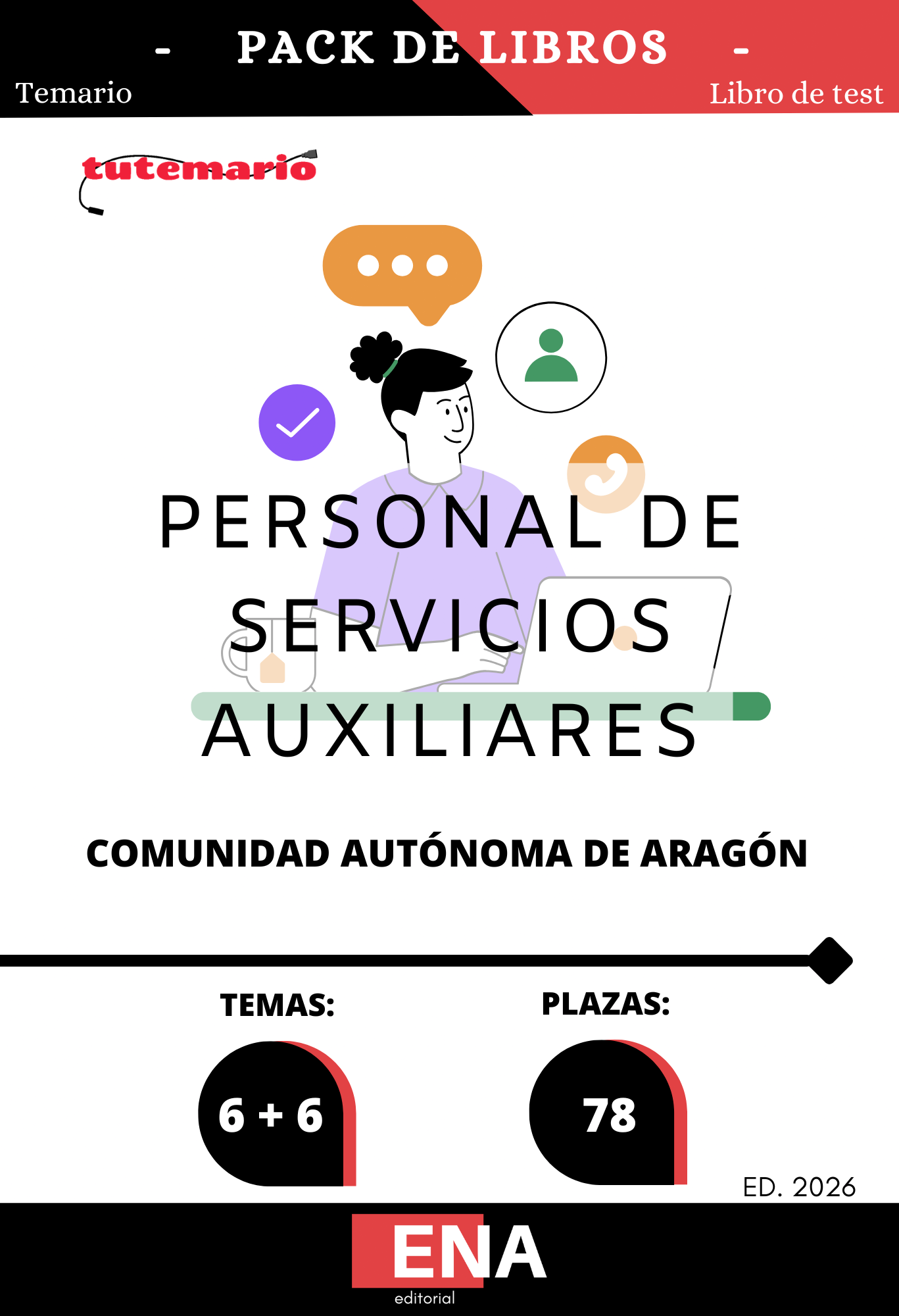 9. Pack TEMARIO y TEST, Oposición Personal de Servicios C. A. Aragón PSX ED 2026. Formato PDF