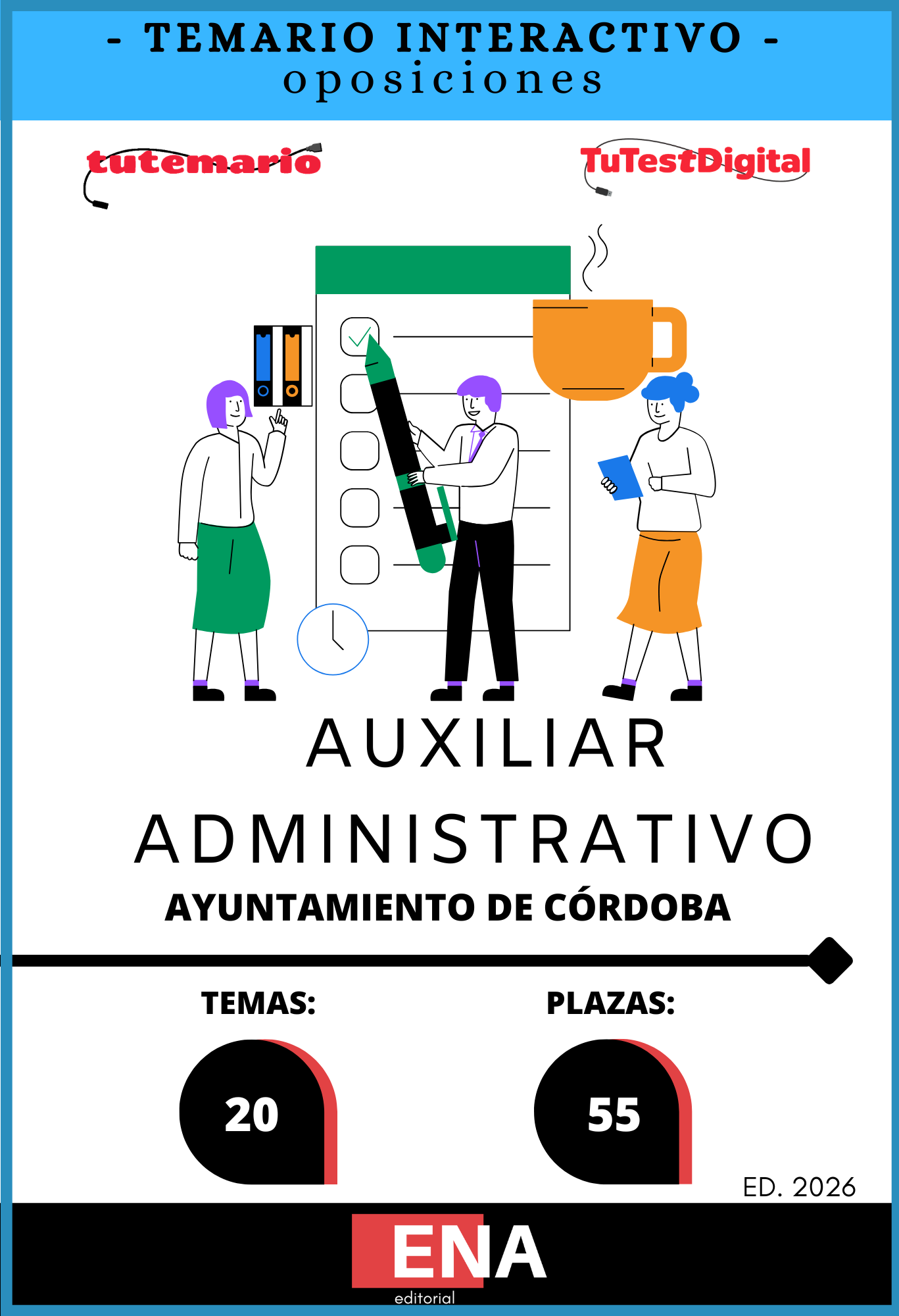 TEMARIO INTERACTIVO. Oposición 55 plazas auxiliar administrativo Ayuntamiento de Córdoba. ED 2026 desde 9€ mes