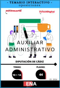 Material de estudio TEMARIOS y TEST para la convocatoria Oposición 44 Auxiliares Administrativos Diputación de Cádiz ED. 2026