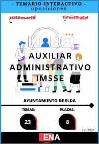 1. TEMARIO INTERACTIVO. Oposición 8 Auxiliares Administrativos IMSSE Ayuntamiento de Elda ED. 2026 desde 7€ mes