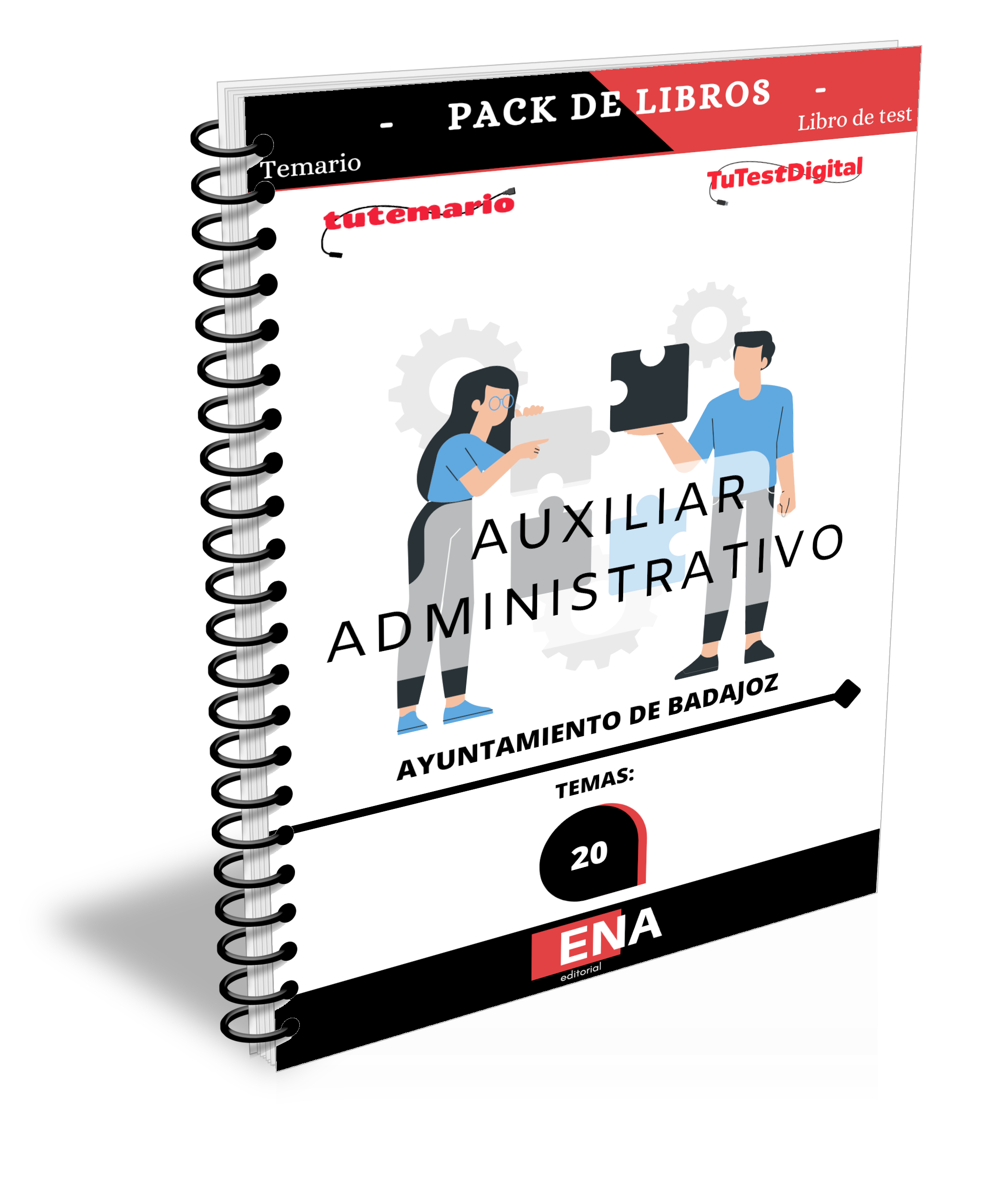 9. TEMARIO y TEST. Oposición Auxiliar Administrativo Ayuntamiento de Badajoz. Formato ENCUADERNADO