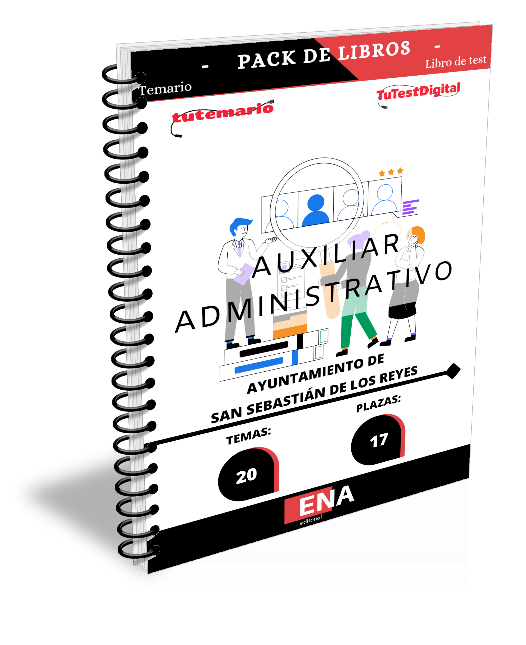 Material de estudio TEMARIOS y TEST para la convocatoria Oposición 17 Auxiliar Administrativos Ayuntamiento de San Sebastián de los Reyes 2026