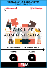 Material de estudio TEMARIOS y TEST para la convocatoria Oposición 15 Auxiliar Administrativo Ayuntamiento de Santa Pola