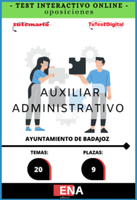 Material de estudio TEMARIOS y TEST para la convocatoria Oposición 9 Auxiliar Administrativo Ayuntamiento de Badajoz 2026