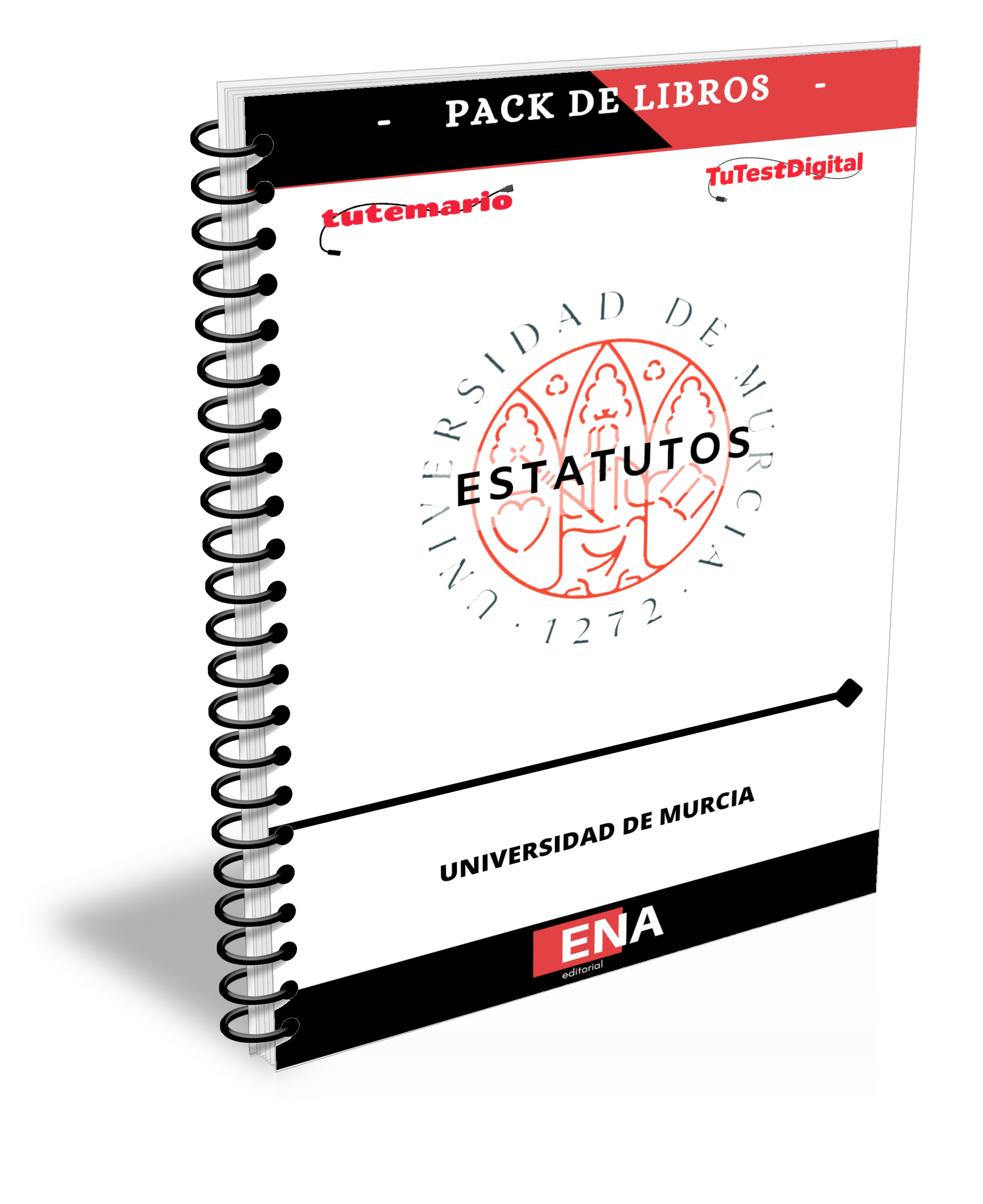 TEMARIO y TEST formato ENCUADERNADO sobre los Estatutos de la Universidad de Murcia.