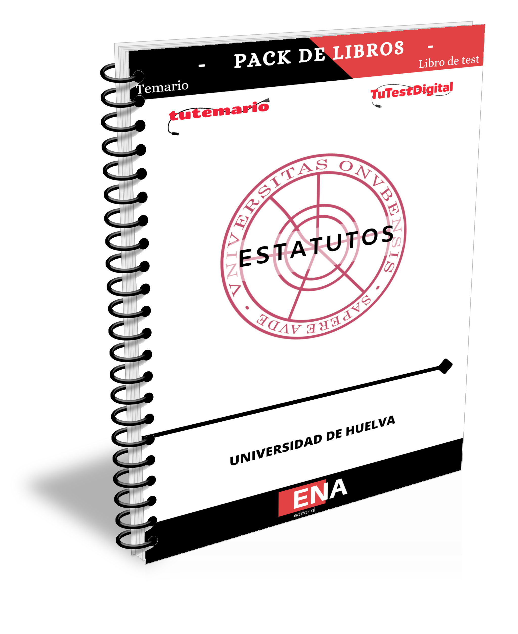 TEMARIO y TEST formato ENCUADERNADO para estudio Estatutos de la Universidad de Huelva.