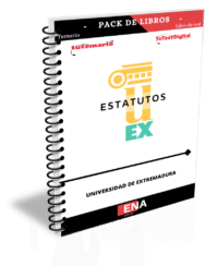 9. TEMARIO y TEST formato ENCUADERNADO para estudio Estatutos de la Universidad de Extremadura.