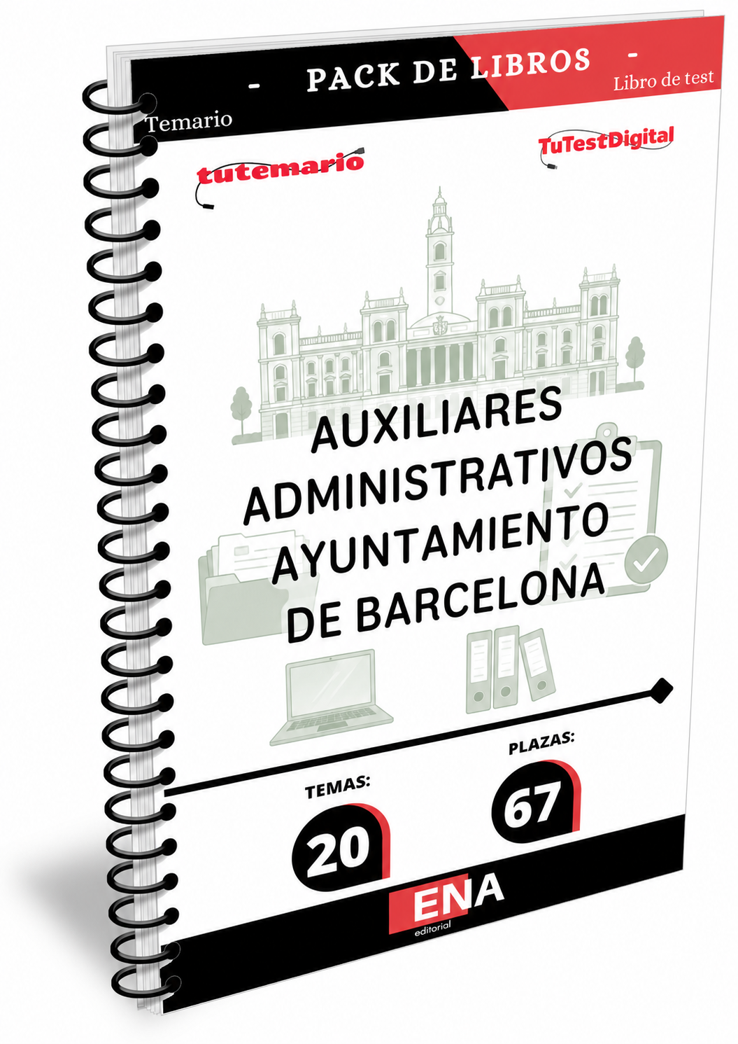 9. TEMARIO y TEST oposición auxiliares administrativos Ayuntamiento de Barcelona. Pack en FORMATO ENCUADERNADO