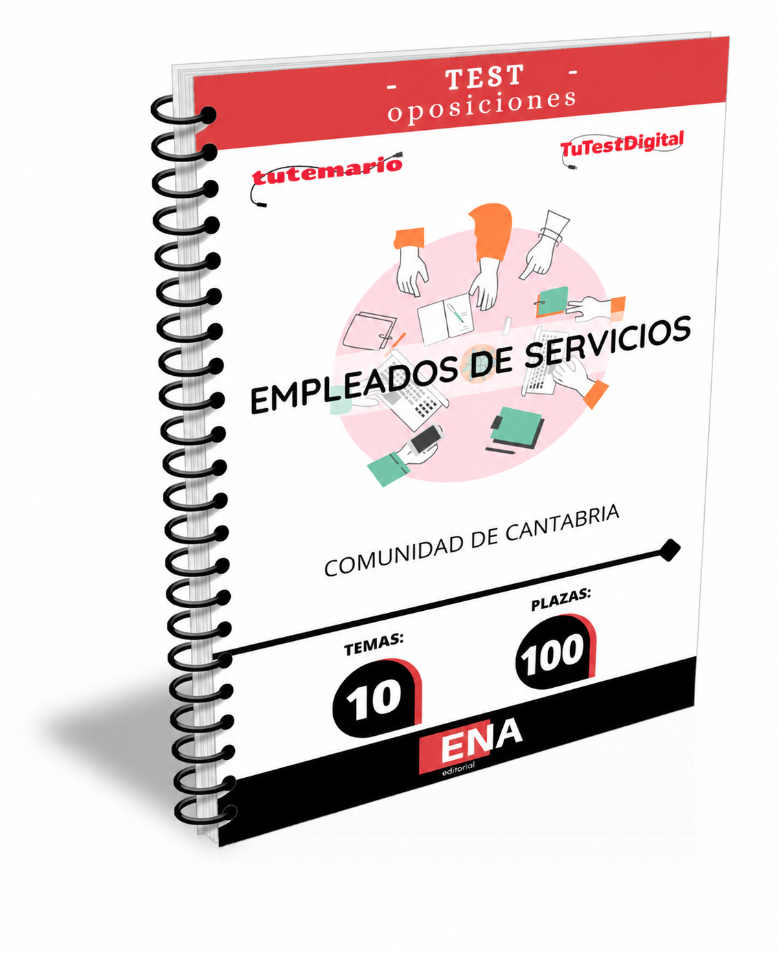 8. TEST de la Oposición 100 Empleados de Servicios de la Comunidad de Cantabria. Formato ENCUADERNADO