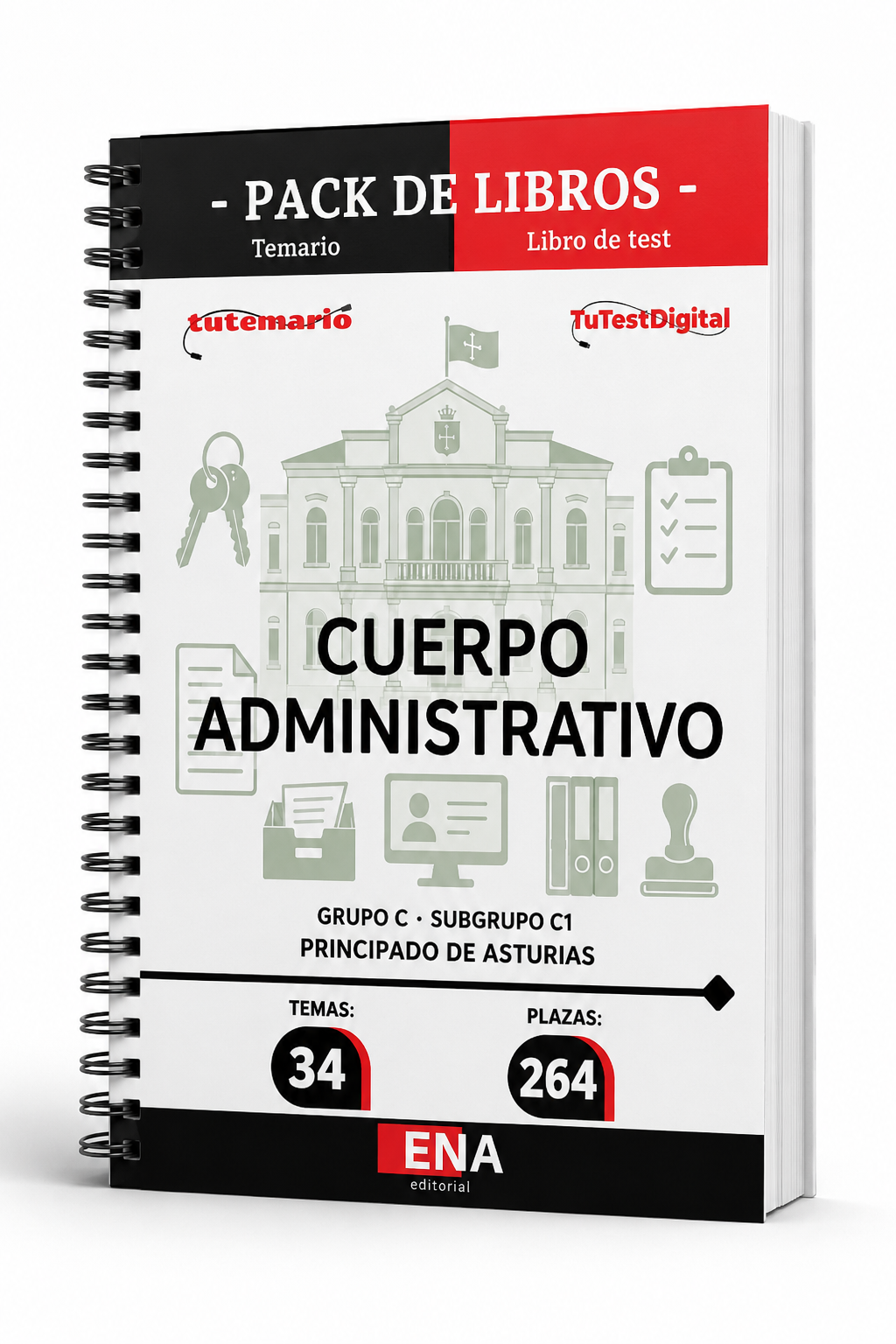 TEMARIOS y TEST para Oposición 264 Administrativos C1 Principado de Asturias ED 2026